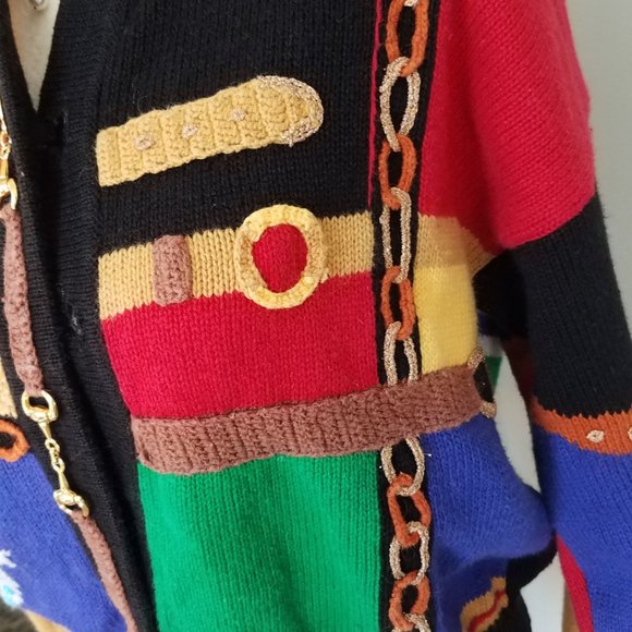 Rare Vintage Berek Horse cropped cardigan sweater - Picture 6 of 8